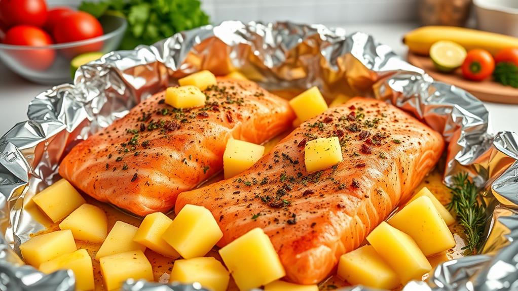 grilled salmon pineapple foil