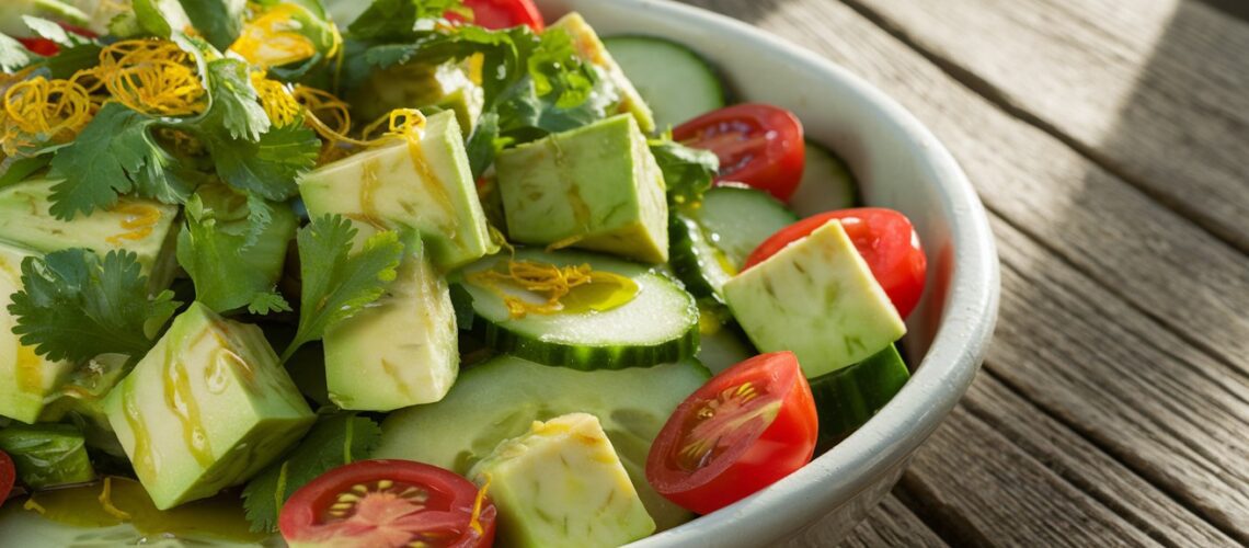 Avocado & Cucumber Salad with Lemon Dressing