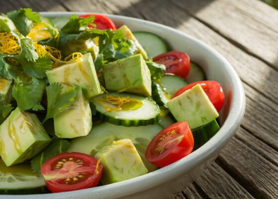 Avocado & Cucumber Salad with Lemon Dressing