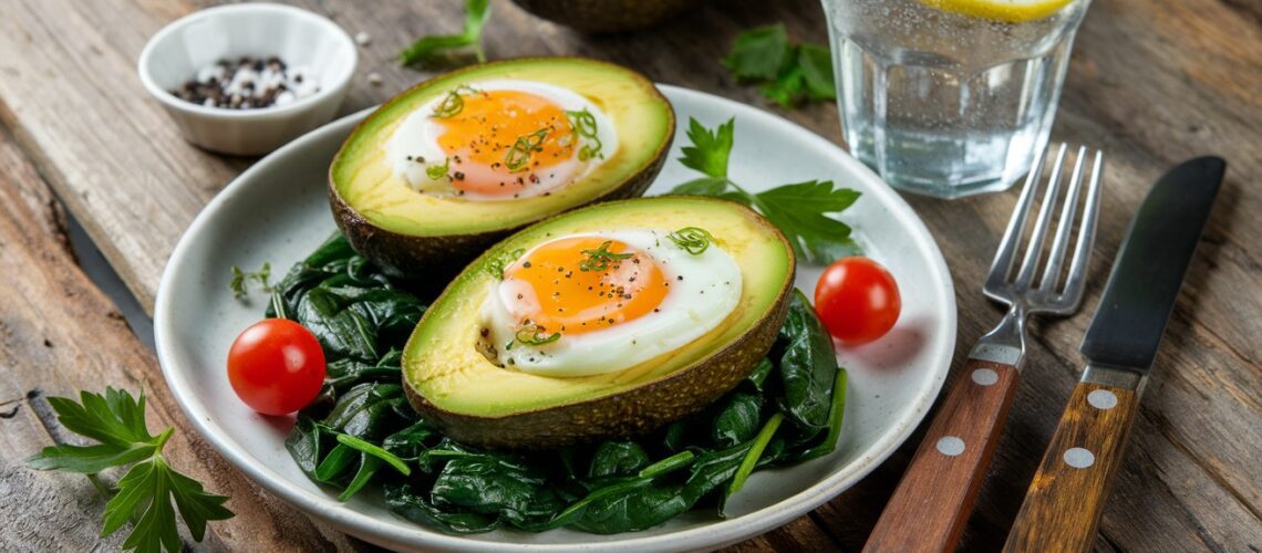 Baked Avocado Eggs with Spinach