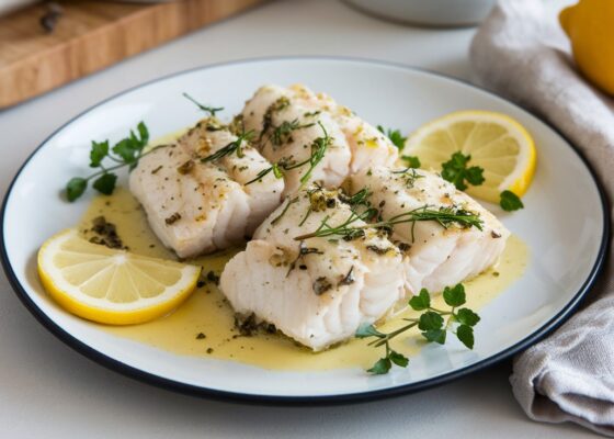 Baked Cod with Garlic Herb Butter