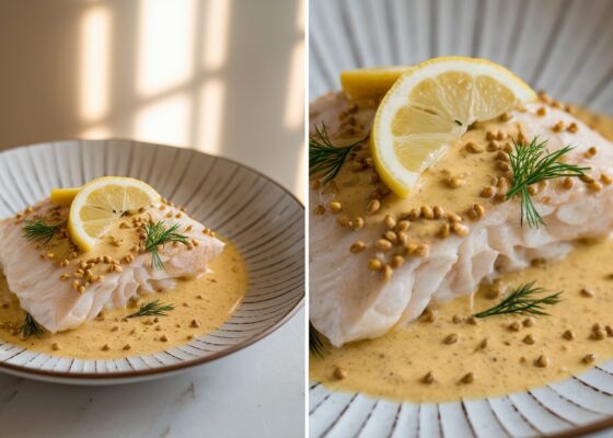 Baked Cod with Lemon Dijon Sauce