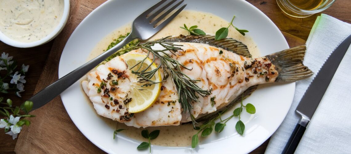 Baked Flounder with Lemon Cream Sauce