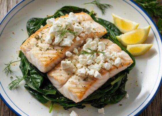 Baked Haddock with Spinach and Feta