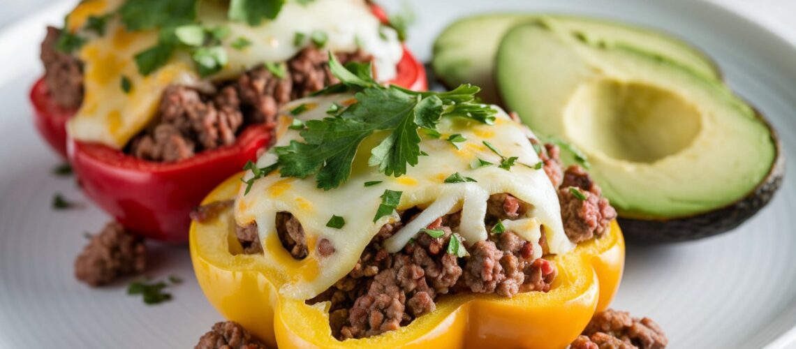 Beef-Stuffed Bell Peppers with Avocado