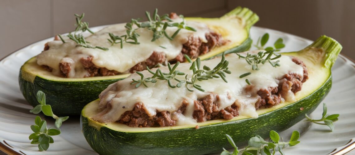 Beef-Stuffed Zucchini with Cheese