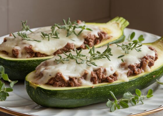 Beef-Stuffed Zucchini with Cheese