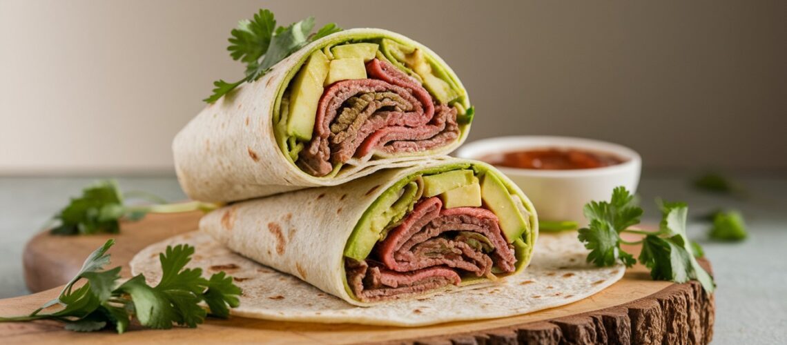 Beef and Avocado Breakfast Wrap