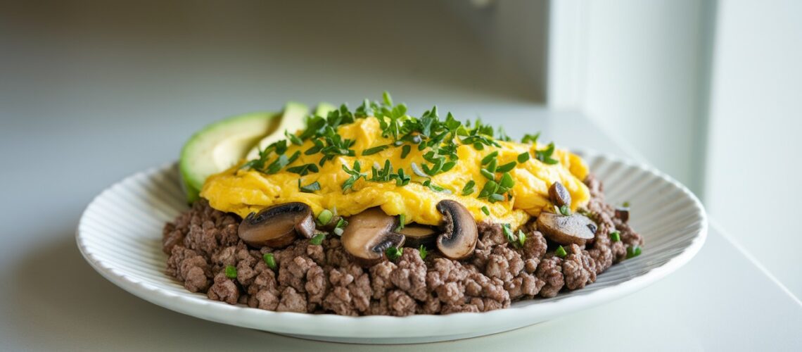 Beef and Mushroom Breakfast Scramble