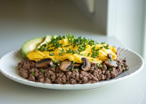 Beef and Mushroom Breakfast Scramble