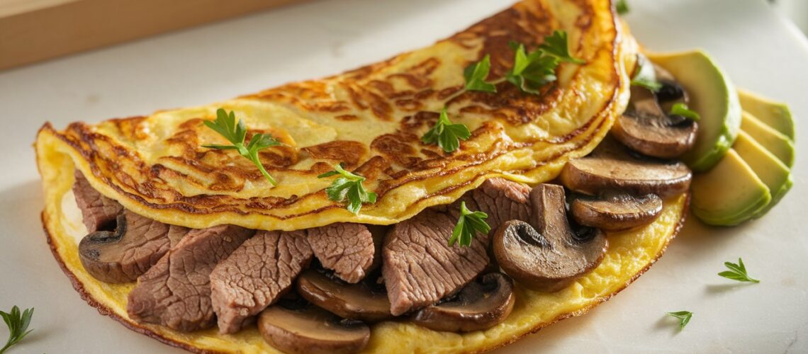 Beef and Mushroom Keto Omelet