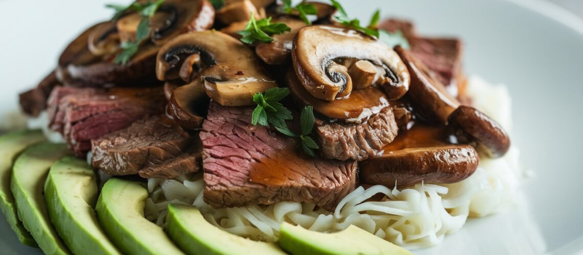 Beef and Mushroom Stir-Fry with Avocado