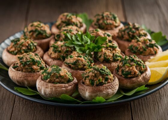 Beef and Spinach-Stuffed Mushrooms