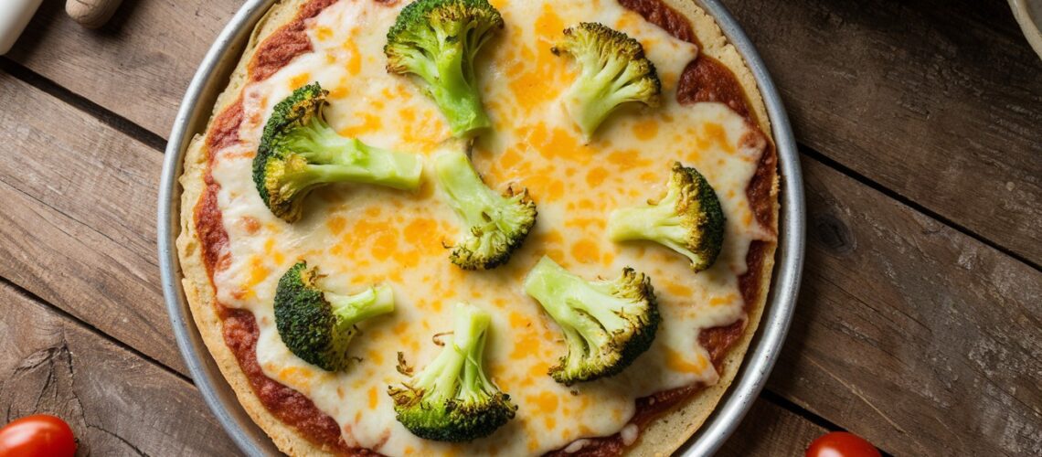 Broccoli Cheddar Cauliflower Crust Pizza