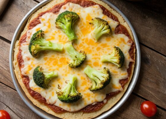 Broccoli Cheddar Cauliflower Crust Pizza