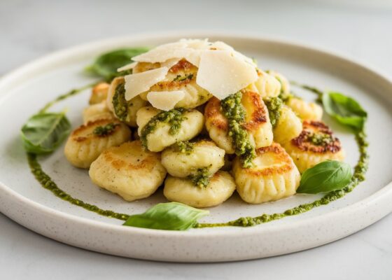 Cauliflower Gnocchi with Basil Pesto