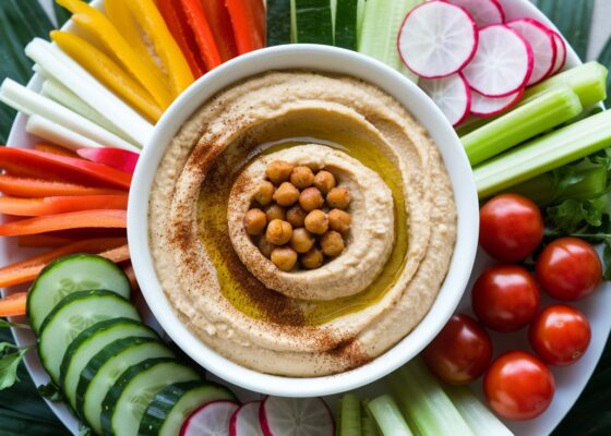 Cauliflower Hummus with Veggies