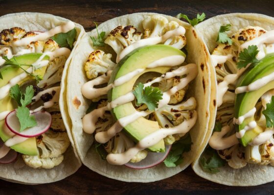 Cauliflower & Avocado Tacos with Lime Cream