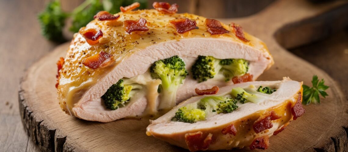 Cheesy Broccoli and Bacon Stuffed Chicken