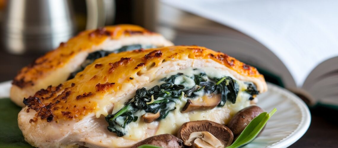 Cheesy Spinach and Mushroom Stuffed Chicken