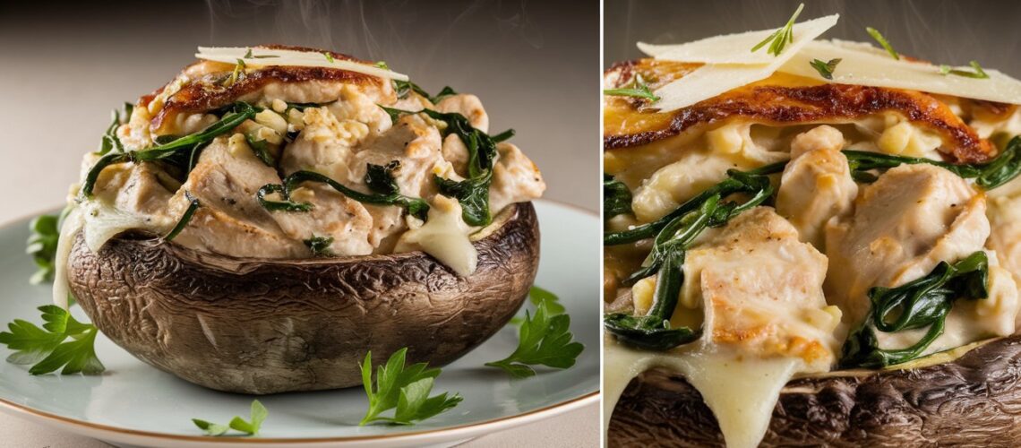 Chicken and Spinach Stuffed Portobello Mushrooms