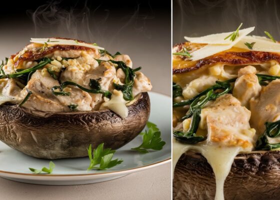 Chicken and Spinach Stuffed Portobello Mushrooms