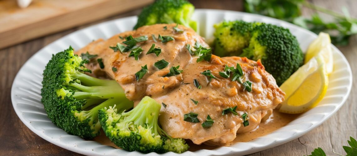 Creamy Garlic Chicken and Broccoli