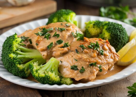 Creamy Garlic Chicken and Broccoli