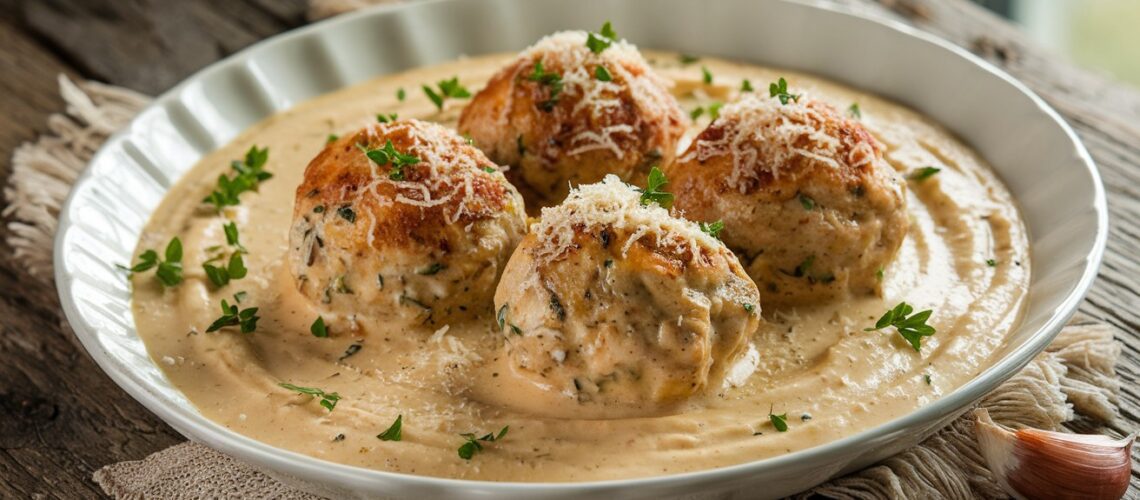 Creamy Garlic Parmesan Chicken Meatballs