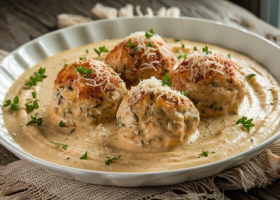 Creamy Garlic Parmesan Chicken Meatballs