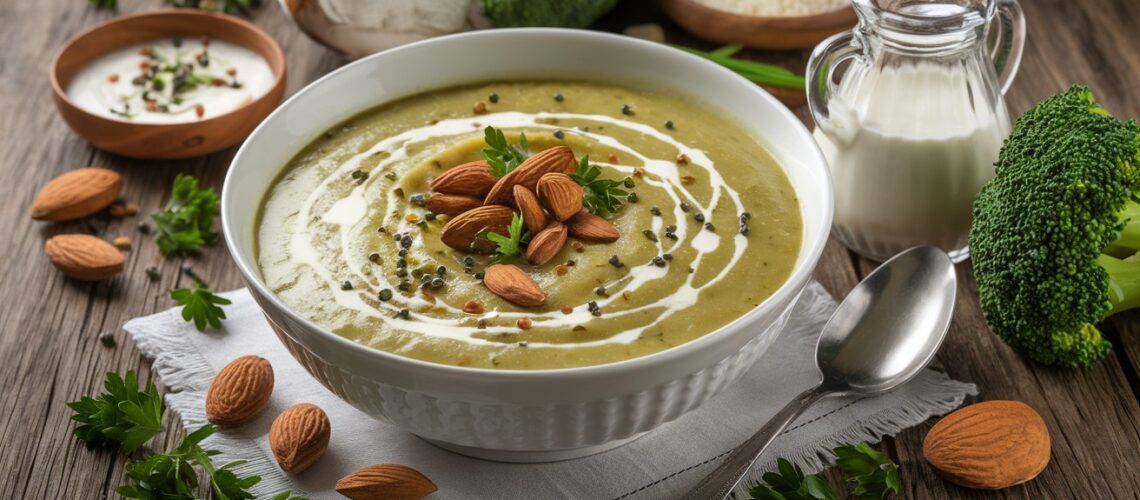 Creamy Keto Broccoli Soup with Almonds