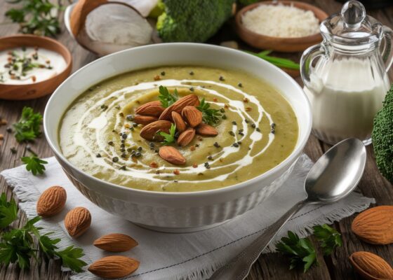 Creamy Keto Broccoli Soup with Almonds