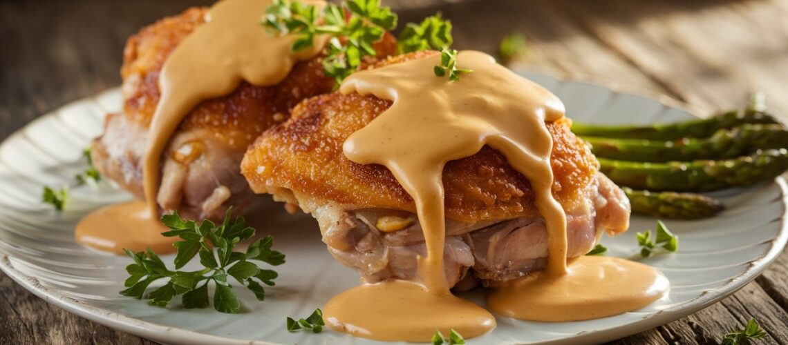 Crispy Chicken Thighs with Creamy Mustard Sauce