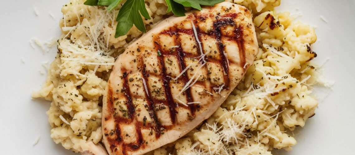 Garlic Butter Chicken with Parmesan Cauliflower Rice