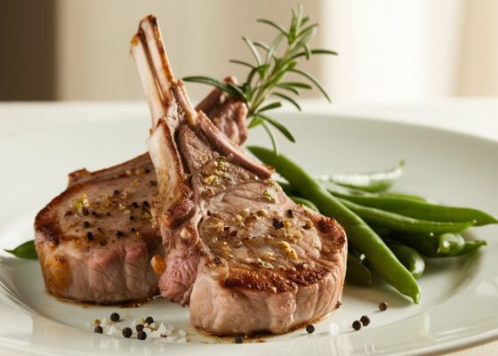 Garlic Lamb Chops with Green Beans