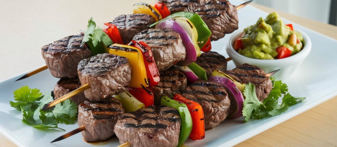 Grilled Beef Kebabs with Avocado Salsa