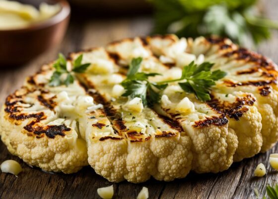 Grilled Cauliflower Steaks with Garlic Butter