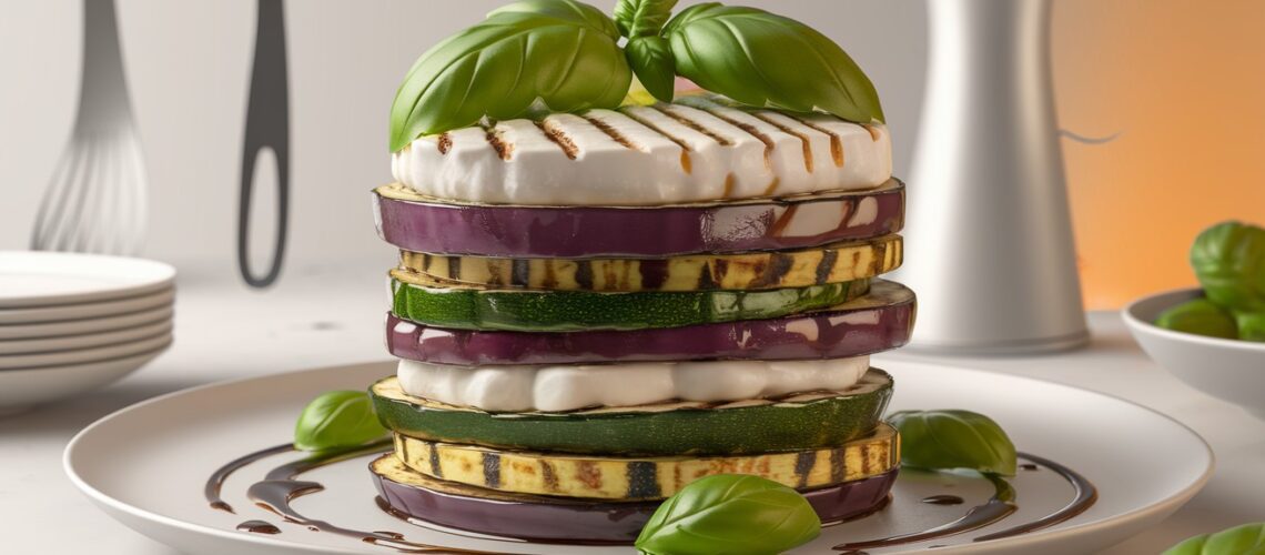 Grilled Eggplant & Zucchini Stack