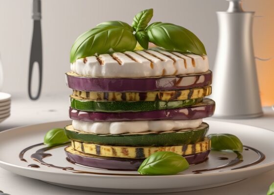 Grilled Eggplant & Zucchini Stack