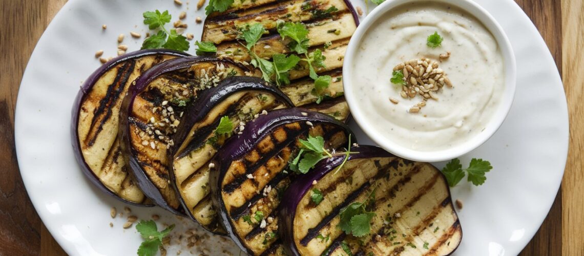 Grilled Eggplant with Garlic Sauce