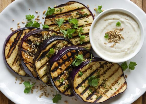 Grilled Eggplant with Garlic Sauce