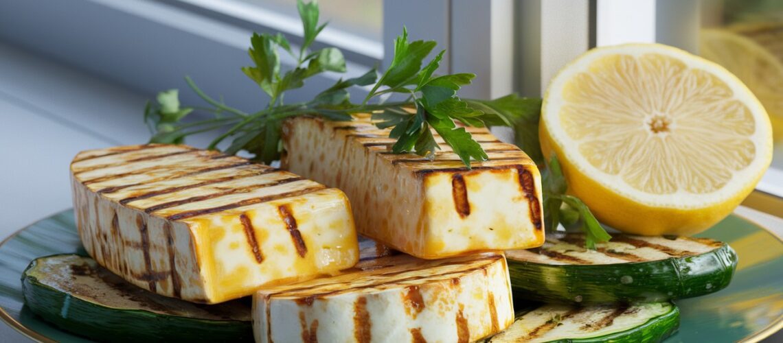 Grilled Halloumi with Zucchini & Lemon