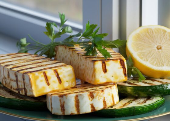 Grilled Halloumi with Zucchini & Lemon