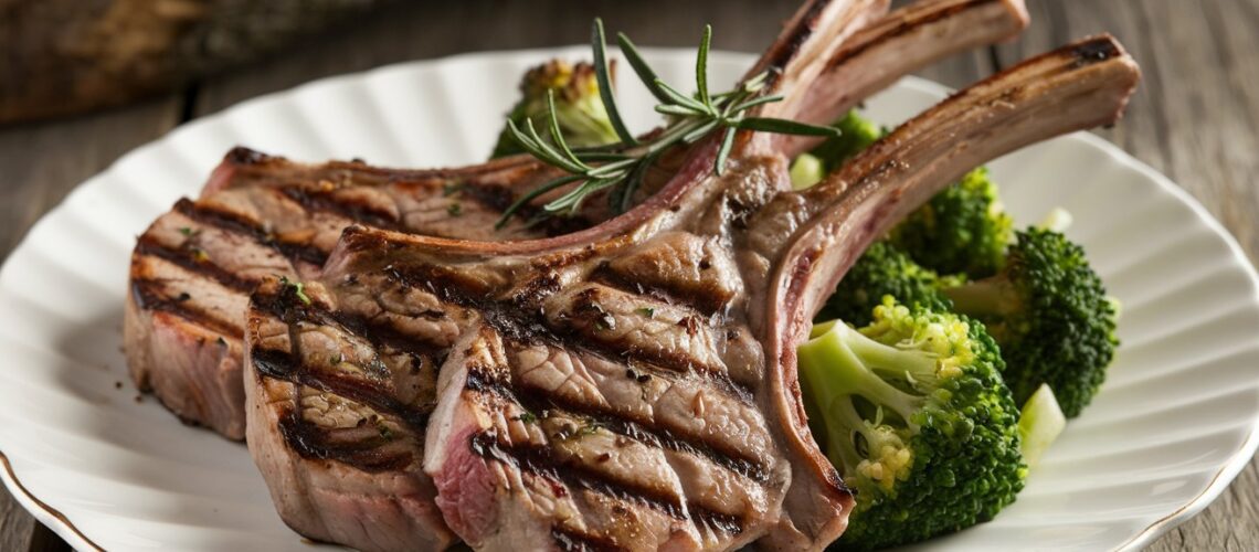 Grilled Lamb Chops with Broccoli Salad