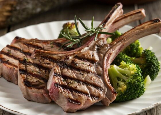 Grilled Lamb Chops with Broccoli Salad