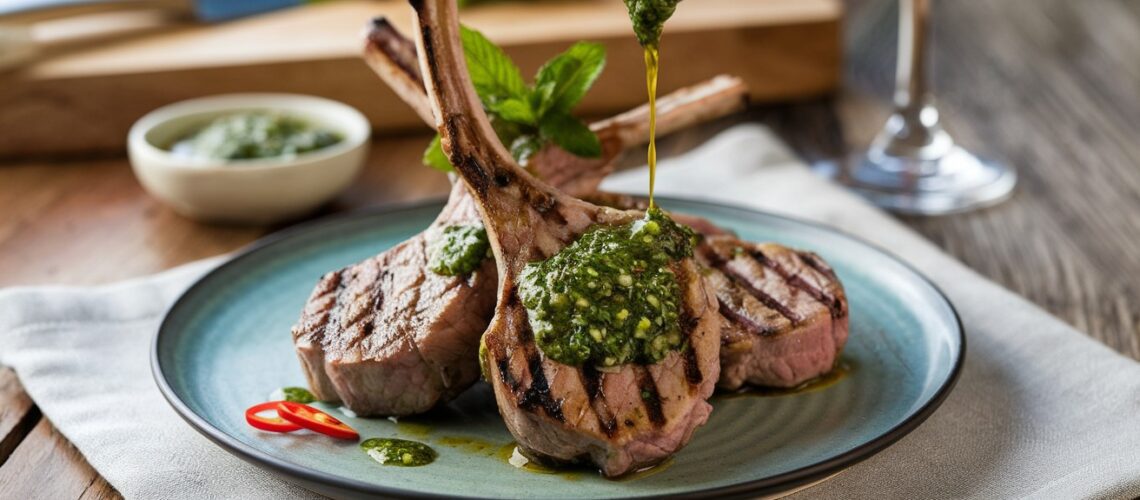 Grilled Lamb Chops with Mint Chimichurri