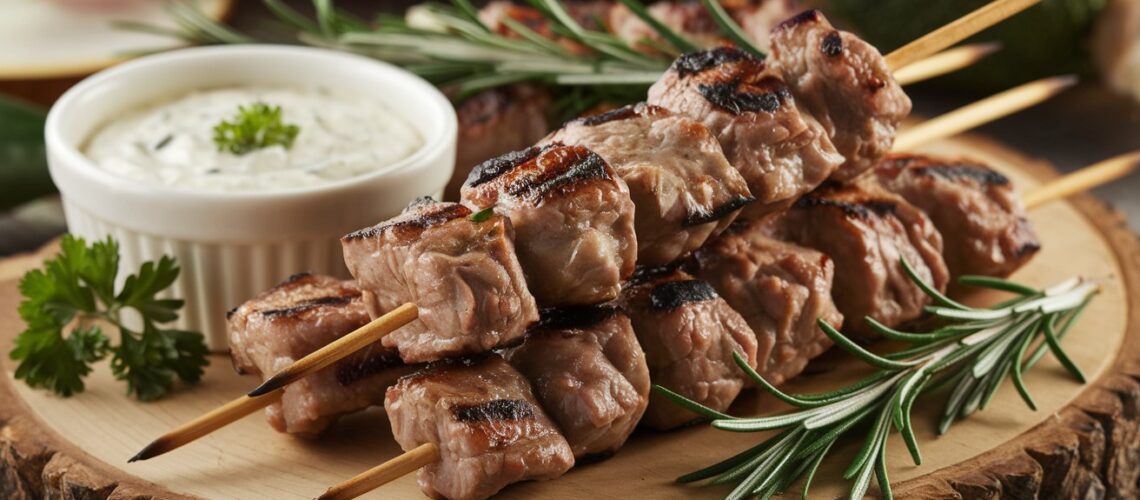 Grilled Lamb Kebabs with Garlic Sauce