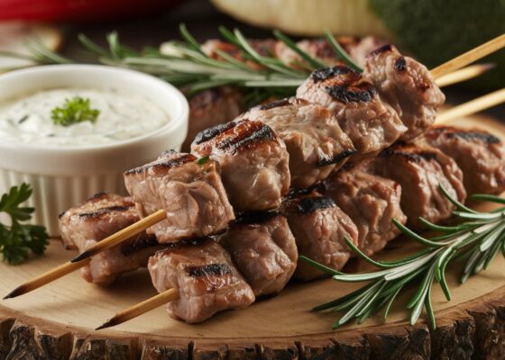 Grilled Lamb Kebabs with Garlic Sauce