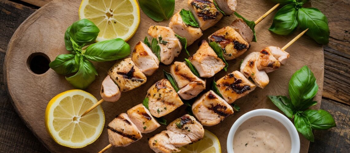 Grilled Lemon Basil Chicken Skewers