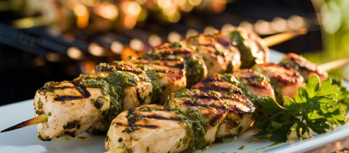 Grilled Pesto Chicken Kabobs